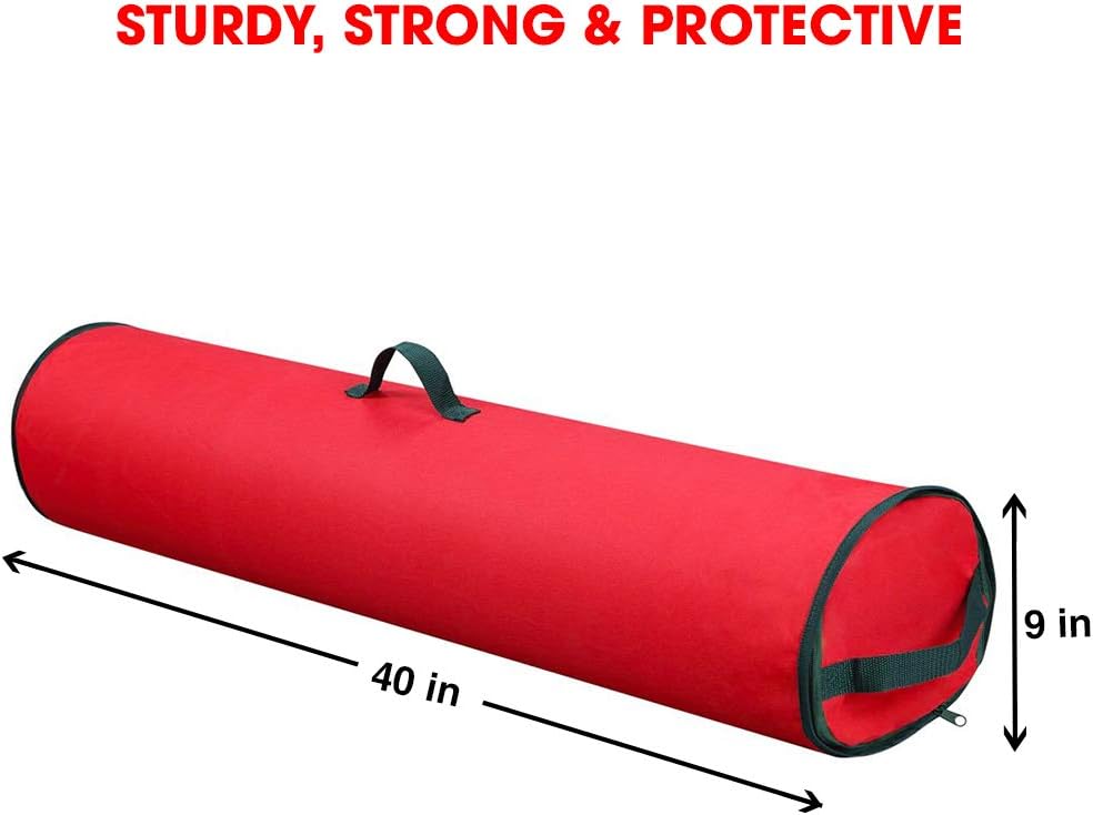 Primode Gift Wrapping Paper Storage Bag | Wrapping Paper Organizer Tube for Storing Multiple Rolls Wrap, 40” Length Constructed of Durable 600D Oxford Material (Red): Home & Kitchen