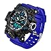 Men's Sports Analog Quartz Watch Dual Display Waterproof Digital Watches with LED Backlight relogio masculino (Blue Black)