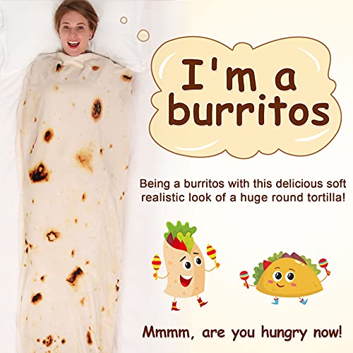 mermaker Burritos Tortilla Throw Blanket 2.0 Double Sided 80 inches for