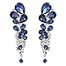EVER FAITH Women's Austrian Crystal Gorgeous Bride Tear Drops Wedding Dangle Earrings Navy Blue Silver-Tone