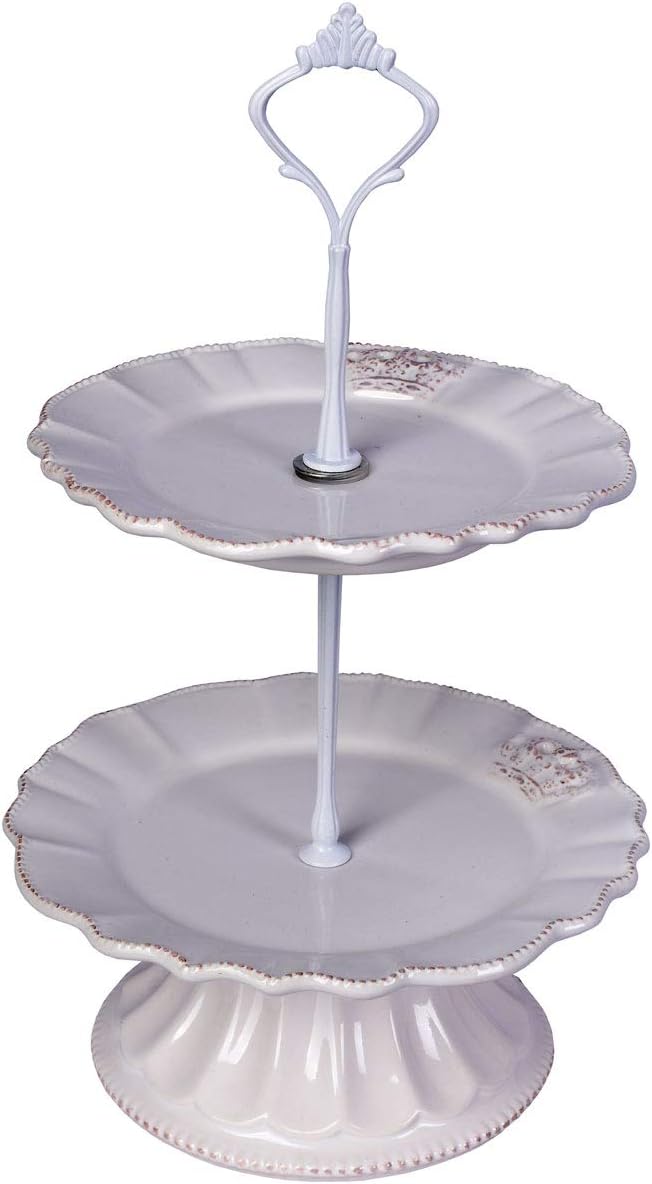 Porzellan Etagere 2- Stöckig Landhaus Servierständer Kuchenständer