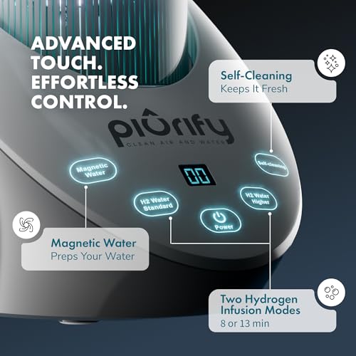 PIURIFY 3 in 1 Hydrogen Water Machine: Hydrogen Water Generator + Vortex Structured Water + Calcium Sulfite Filter | SPE/PEM Hydrogen Water Pitcher with Magnetic Water | BPA-Free Tritan | 50 OZ