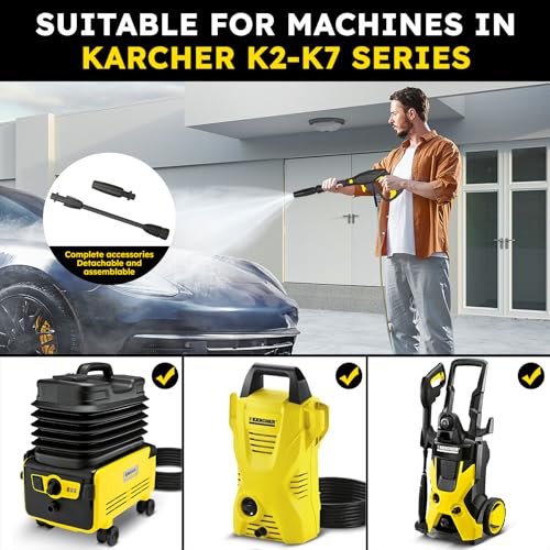 Replacement Pressure Washer Gun with Extension Wand, Compatible with Karcher Quick Connect K2 K3 K4 K5 K6 K7, 2175PSI Car Wash Lance Trigger Gun Kit, with Adjustable Spray Wand Nozzle