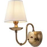 Aiwen Wall Lamps Polished Solid Brass Finish with Eggshell/White Flax Fabric Shade 1 Light