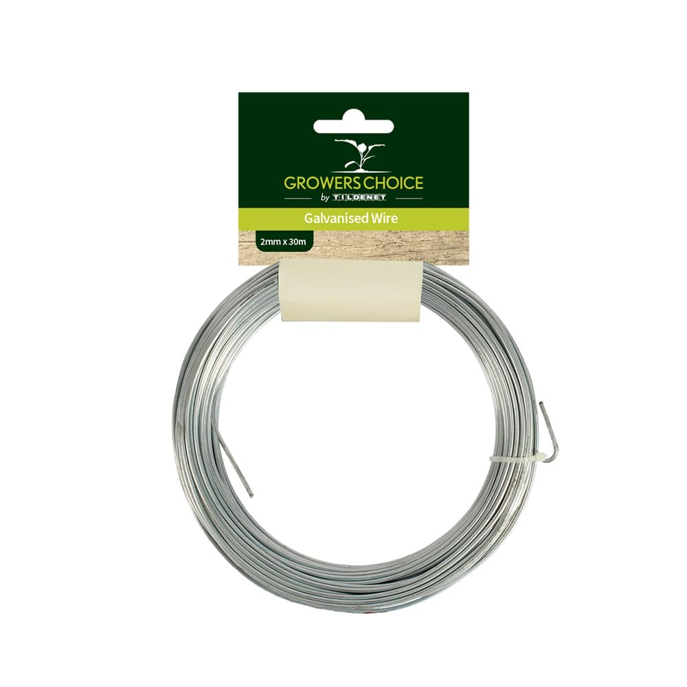 Tildenet 15377195 30m/ 2mm Galvanised Wire Coil, Silver