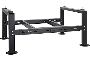 POPMOON Heavy Duty Condenser Stand Mini Split Stand for Air Conditioners Heat Pump System 14in Height, AC Stand Length Adjustable 29.5in to 45.3in Mini Split Ground Stand for 24000-60000BTU