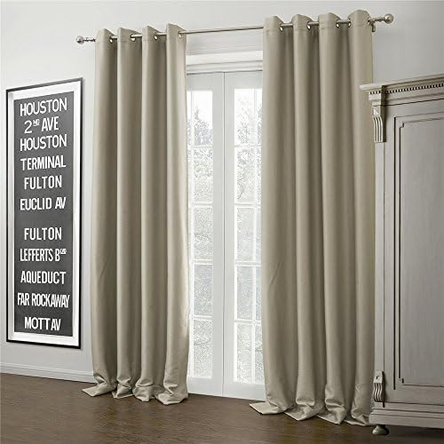 IYUEGO Warm Ivory Solid Blackout Grommet Top Curtain Draperies with Multi Size Customs 50" W x 96" L (One Panel)
