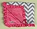Rosy Kids Soft Baby Blanket, Outdoor Kit Standard Size for Baby Girl and Baby Boy, Grey Chevron Cotton Hot Pink Velvet