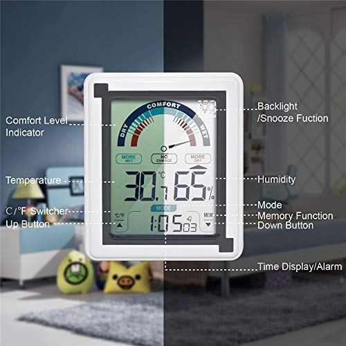 Indoor Thermometer Monitor Intelligent Wireless Precise Detection Indoor Hygrometer Thermometer Touch Screen Monitor for Kitchen Home Restaurants (gray)