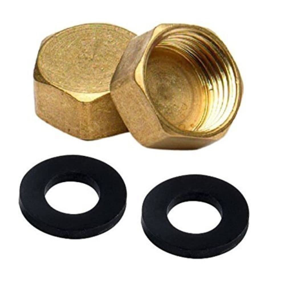 Merriway BH02886 (2 Pcs) Compression Fitting Brass Blank Nut Cap, 3/4-inch BSP - Pack of 2 Pieces
