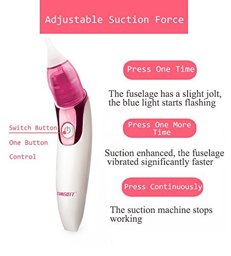 Nose Suction SUMGOTT Nasal Aspirator Baby - USB Charge Nose Sucker with 3 Suctions, Safer and Faster as Well as Hygienic for Infant and Toddler