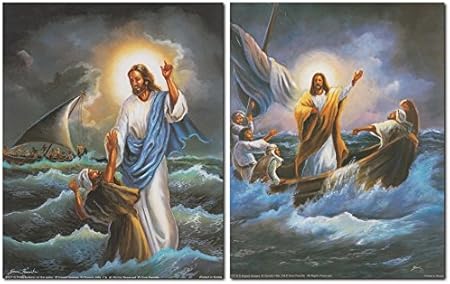 Amazon De Wanddekoration Bild Jesus Christus Stilling The Storm Religiose Und Spirituelle Bibel Zwei