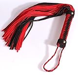 Flogger Adult Toy By GlobalDesire - 100% Soft Leather, Durable Construction - Practical, Ergonomic, Lightweight & Portable Design - Beginner Whip - More Than 50 Tails - Black & Red Color Combination
