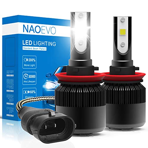 NAO H11(H9/H8) LED Headlight Bulbs All-in-One Conversion Kit 60W 6400LM Driver High Low beam Light Bulbs White 6500K