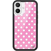 Wildflower Cases - Compatible with iPhone 16 | Protective Black Bumper, 6.5ft Drop Test Certified, Women Owned Small Business | Bright Aesthetic Cute Trendy | Polka Dot - Pink and White