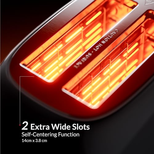 Feller Germany, Retro Style 2-Slice Toaster, 815 W, Steel Body, Steel Dust Cover & Bun Warmer,Defrost, Reheat & Cancel Function,Removable Crumb Tray, TO290, 2Y Guarantee, UAE Version (Glossy Black)
