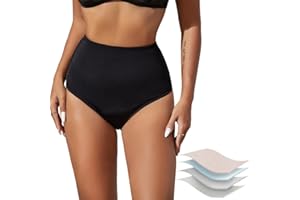 HATSURE Period Swimwear High Waisted Menstrual Leakproof Swimsuit Bottoms Full Coverage Waterproof Panties for Women