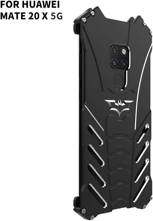 Zhusha Heavy Duty Armor Shockproof Anti-Drop Aerospace Aluminum Light Shockproof Case for Huawei Mate 20 X 5G (Color : Black)