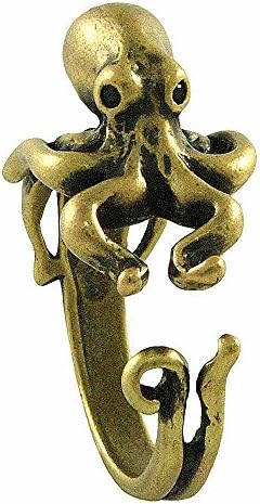 Ellenviva Octopus Adjustable Animal Wrap Ring Vintage Gold Tone