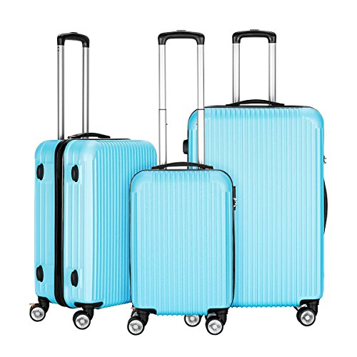 InnerTeck 3 Piece Luggage Set Spinner Hardshell Lightweight Suitcase Set - Blue InnerTeck 3 Piece Luggage Set Spinner Hardshell Lightweight Suitcase Set - Blue