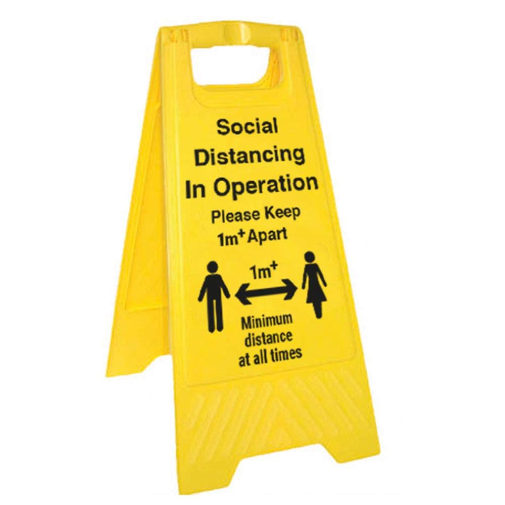 Vsafety Social Distancing In Operation - 300mm x 620mm - Double Sided Floor Sign