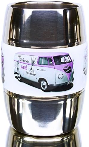 12 Ounce Camping and Travel Mug. Grip Graphic- Vintage VW Bus Pink. Double Wall Premium Stainless. No Sweat. Keeps Drinks Ice-Cold, Coffee Pipping-Hot. Fits Standard Car Holders. Easy to Clean.