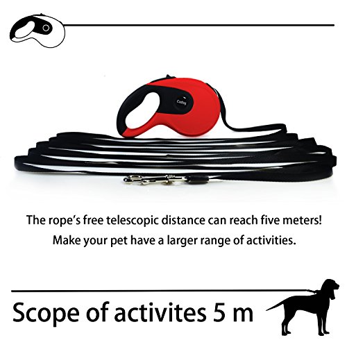 Cadtog Retractable Dog Leash,16 ft Dog Walking Leash for Medium Large Dogs up to 110lbs,One Button Break & Lock, Dog Waste Dispenser and Bags Included (Red)