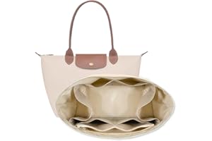 DOSIBAG Waterproof Premium Nylon Purse Organizer Insert for Longchamp Le Pliage Handbags (Beige, Large)