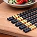 HOLYMOOD Chopsticks Reusable 5 Pairs Fiberglass Chopsticks Dishwasher-Safe High Temperature Resistant Dinnerware Set Chinese Style Golden FU Non-Slip Chopsticks Tableware Set