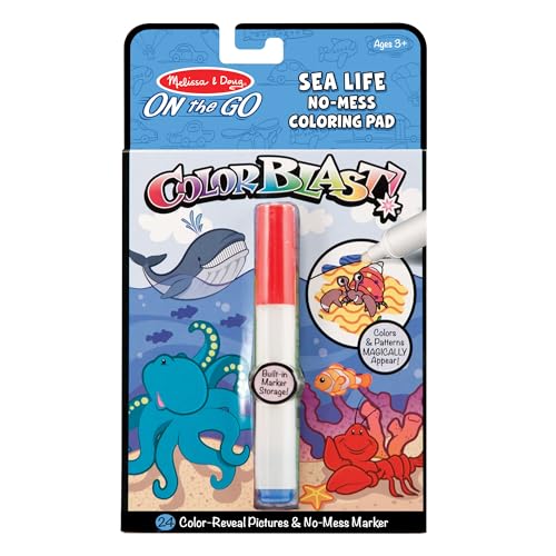Melissa & Doug On the Go ColorBlast! Activity Book: Sea Life - 24 Pictures and No-Mess Pen - FSC Certified
