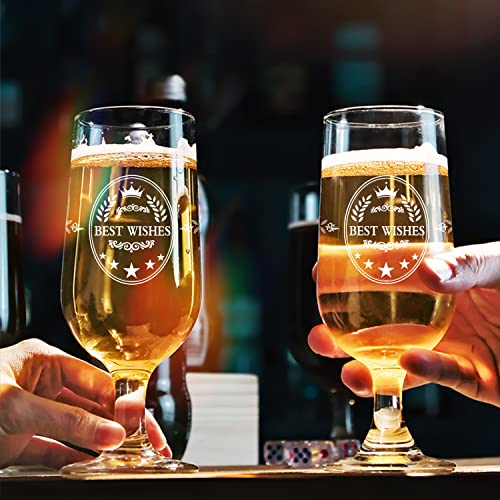 KOCAWIS Beer Ale Glass Gift for Men Dad Grandfather Uncle Tulip 350ml World’s Finest Best Wishes Soft Drink Glassware Birthday Gift Christmas Gift