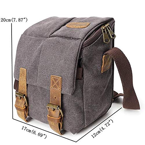 Yaunli Kameratasche, Crossboby Tasche für Herren, Segeltuch mit Leder, wasserabweisend, Retro-Stil, Schultertasche… – Bild 4