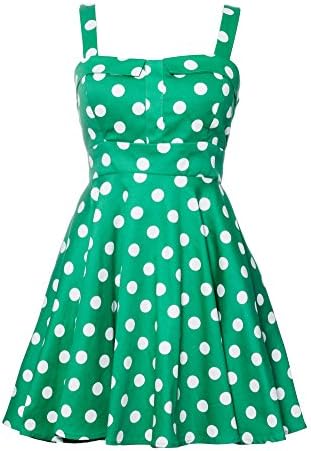 Ixia Women's Polka Dot Fold Over Pinup Dress-Kelly-Small