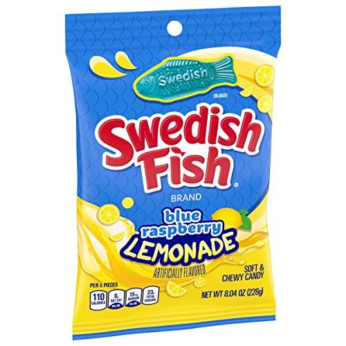 SWEDISH FISH BLUE RASPBERRY LEMONADE SOFT & CHEWY GUMMY CANDY, 8.04 OZ
