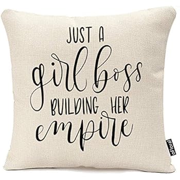 oFloral Throw Pillow Covers 18 X 18 Inch Just Girl Boss Building Her Empire Inspirational Phrase Modern Feminism Quote Lettering Pillow Case Cushion Cotton Linen Home Decor Pillowcase