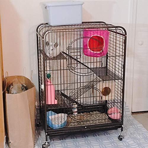 go2buy 37’’ Metal Rat Ferret Cage - 4 Level Small Animals Hutch w/ 2 Front Doors/Feeder/Wheels Indoor Outdoor for Pet Chinchilla Squirrel Sugar Glider Black - Thumbnail 6