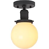 Yosoan 1-Light Modern Hallway Ceiling Light Fixture with Milk Round Glass, Indoor Hardwired Vintage Indoor Flush Mount Lighti