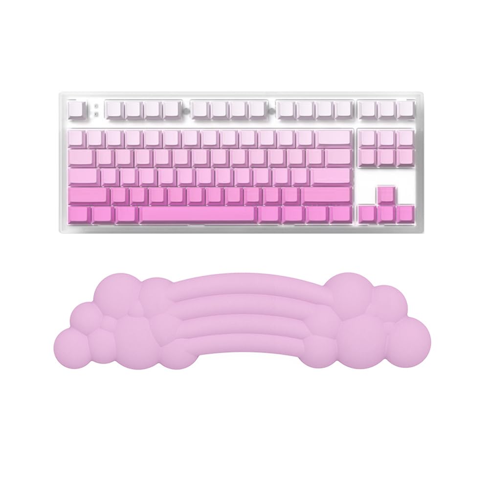 Keyboard Palm Rest Rainbow Keyboard Wrist Rest Ergonomic Wrist Support Memory Foam Cushion - Cloud-Soft Comfort - Anti-Slip Base for Computer/Laptop/Office/Gaming/Typing/Pain Relif - Pink