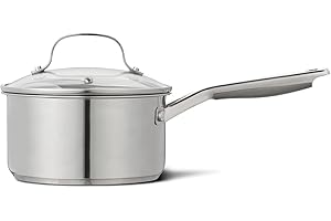 Starfrit The Rock Performance 1.65L (1.7QT) Stainless Steel Saucepan with Lid - Lev.tec Technology - Induction Ready - Oven &