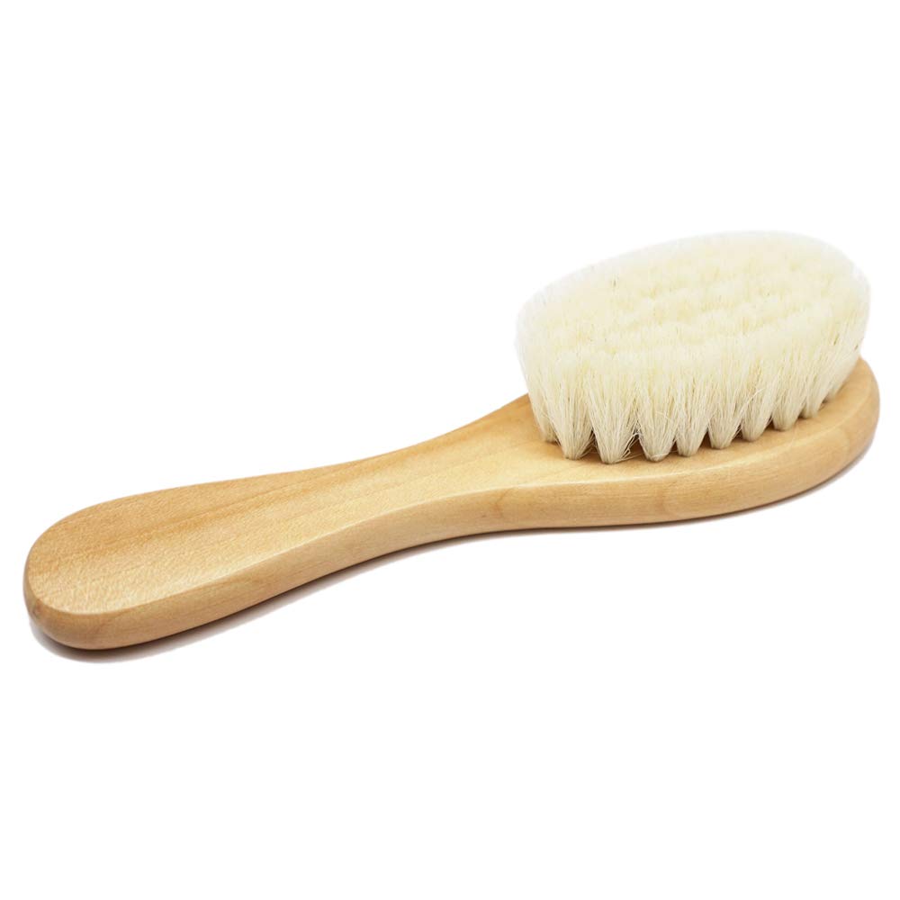 Molylove Baby Hair Brush with Wooden Handle and Super Soft Goat Bristles for Newborns & Toddlers : Baby
