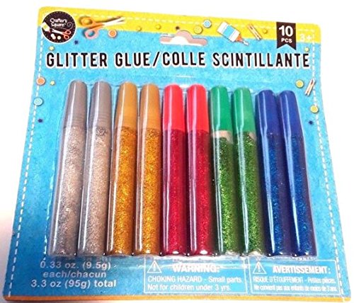 Glitter Glue Pens Silver, Gold Red, Green, Blue 2 of each Color 10 Pieces Crafters Square,, Great Stocking Stuffer