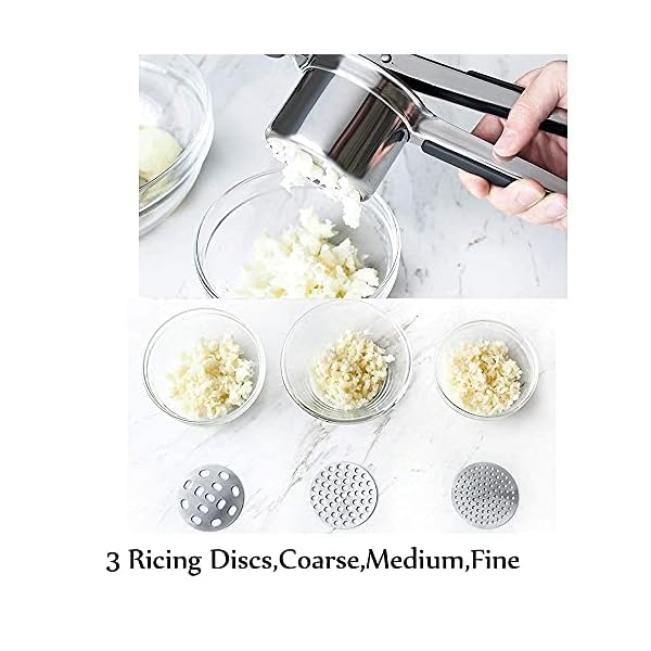 HUAYT-Potatoes-Ricer430-Stainless-Steel-Multi-Functional-Potato-Ricer-Masher-for-Vegetable-and-Fruit-with-3-Interchangeable-Ricing-Discs-and-3-in-1-PeelerPerfect-for-Mashed-Potatoes-Fishcakes HUAYT Potato Ricer Masher,Multi-Functional Potato Ricer and Masher Stainless Steel for Vegetable and Fruit with 3…