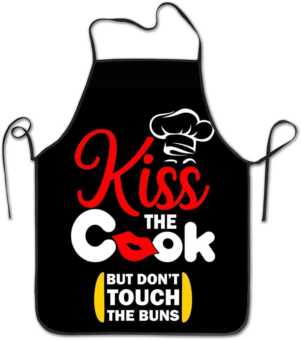MINIOZE Funny Kiss The Cook Apron Theme Cooking Chef Work Shop Women Men Adult Girl Kid Weavers Baking Decorations Painting BBQ Grilling Kitchen Accessories Party Supplies