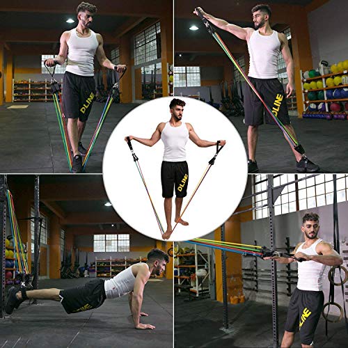 【2019 Newest】150LB Resistance Bands Set for Home Workouts, Physical Therapy - Exercise Bands with Handles, Door Anchor, Ankle Straps and Workout Guide - 100% Life Time Guarantee