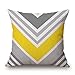 BLUETTEK Modern Simple Geometric Style Cotton Linen Burlap Square Throw Pillow Covers, 18 x 18 Inches, Set of 4 (Yellow-Gray)