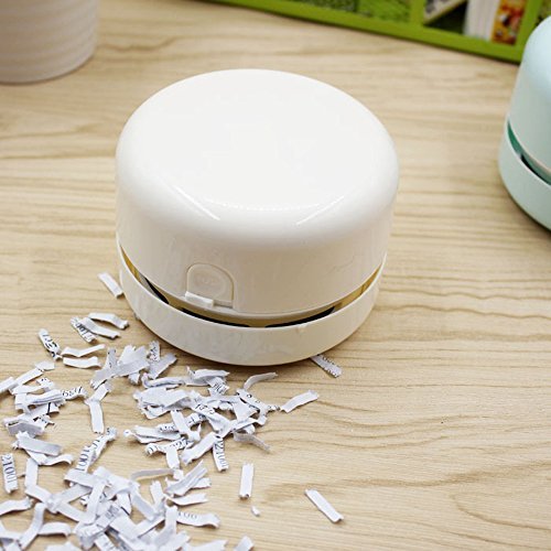 Peerylee Mini Desktop Vacuum Cleaner - Portable Handheld Corner Desk Table Keyboard Computer Laptop Dust Crumb Vac Sweeper Hoover Duster Catcher Collector Remover Buster Cleaning Assistance (White)