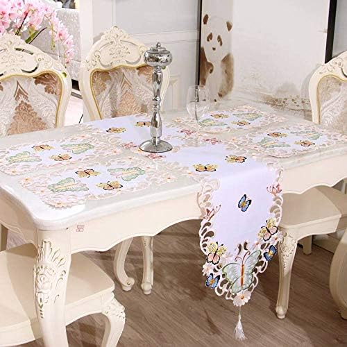 Table Runner And Placemats Set For 4,Openwork Butterfly Vintage Stylish Stain Waterproof And Oil Protection Dining Decoration For Wedding Dinner Party Washable Coffee Table Home Living Room Table