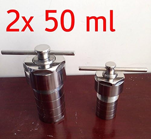 2X 50ml Teflon lined Hydrothermal synthesis reactor,PTFE lined vessel,High pressure digestion tank