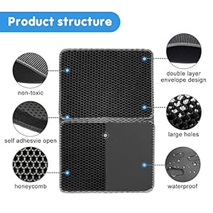 Tappetino Lettiera Gatto, Grande Tappeto per trapper per lettiera per gatti con impermeabile EVA doppio strato, Lavabile…