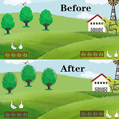 25*50\' Bird Netting with 2.4” Square Mesh, Reusable Bird Netting for Vegetables Fruit Trees Protection, Heavy Duty Garden Netting for Chicken Coop/ Poultry/ Aviary/ Pens (10 Ground Nails + 50 Ties)